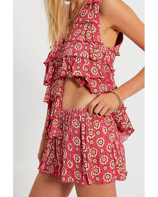 Free People Red Ruffle Me Up Set