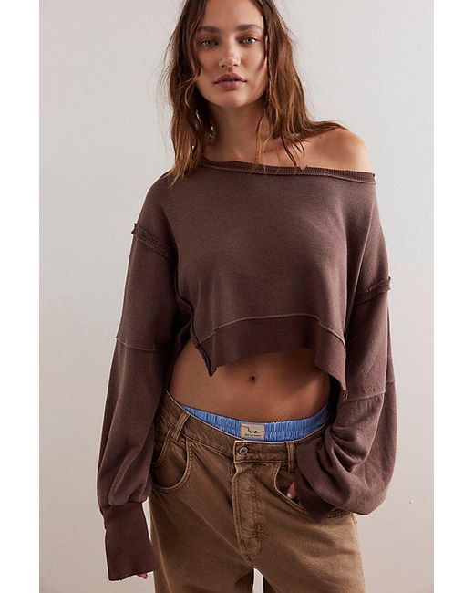 Free People Brown We The Free Camden Cropped Sweatshirt