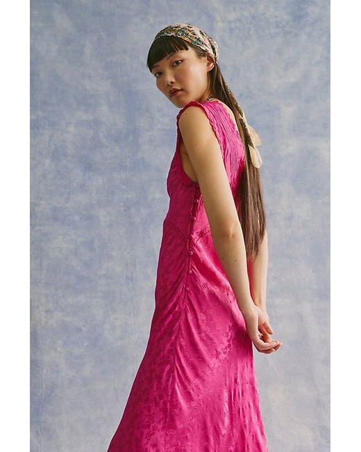 Intimately By Free People Pink Me With You Satin Midi Slip Dress By
