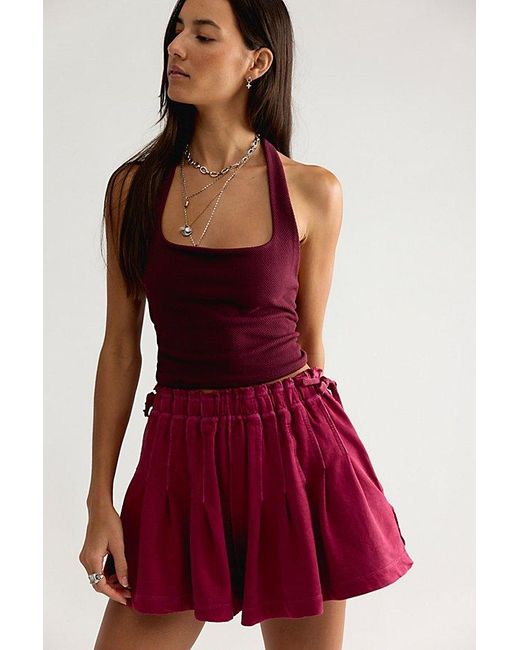 Free People Red Croquet Knit Shorties