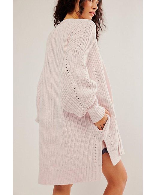 Free People Natural Nightingale Cardi At In Pink Calcite, Size: Small