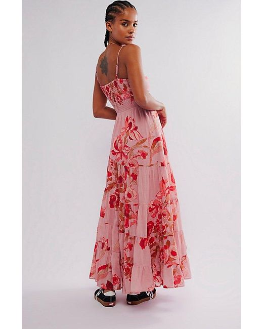 Free People Red Sundrenched Printed Maxi Dress