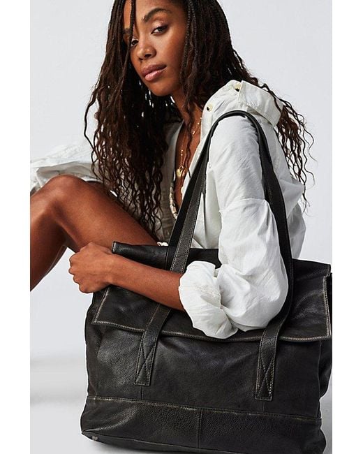 Free People Black Labrea Leather Tote