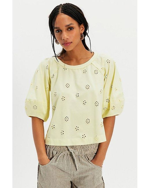 Free People Multicolor Jessie Eyelet Tee