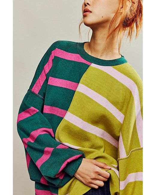 Free People Blue Uptown Stripe Pullover