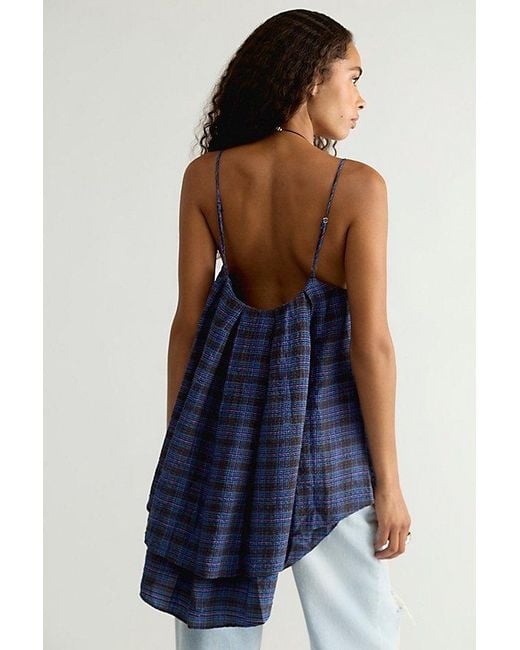 Free People Blue Alisha Plaid Tunic