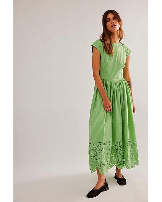 Free People Green Laine Midi Dress