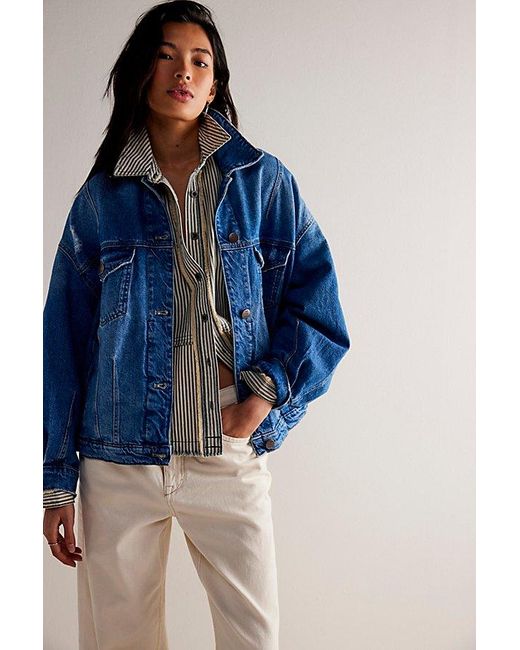 Free People Blue We The Free All In Denim Jacket