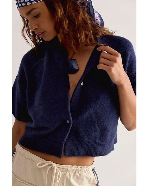 Free People Blue See Me Softspun Cardigan