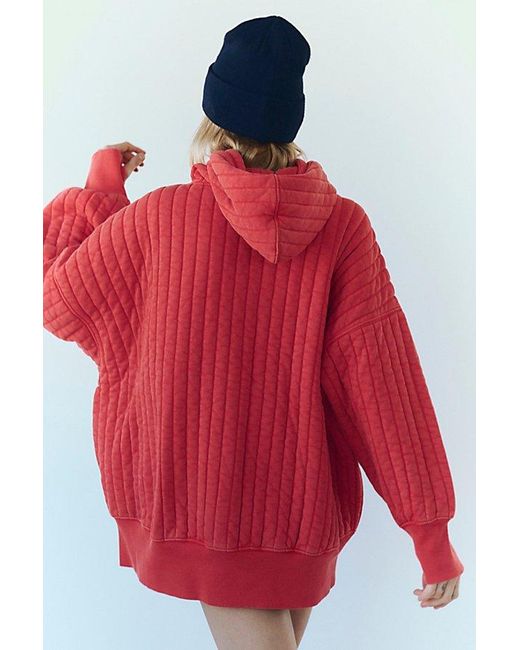 Fp Movement Red Sprint To The Finish Quilted Hoodie