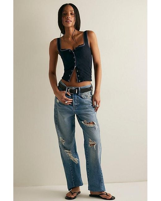 Intimately By Free People Blue Sweet Point Seamless Cardi Tank Top By