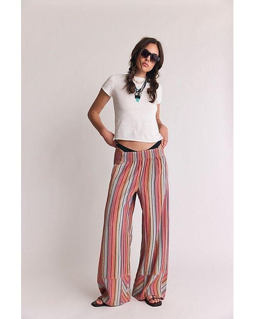 Free People Red Day's End Stripe Pants
