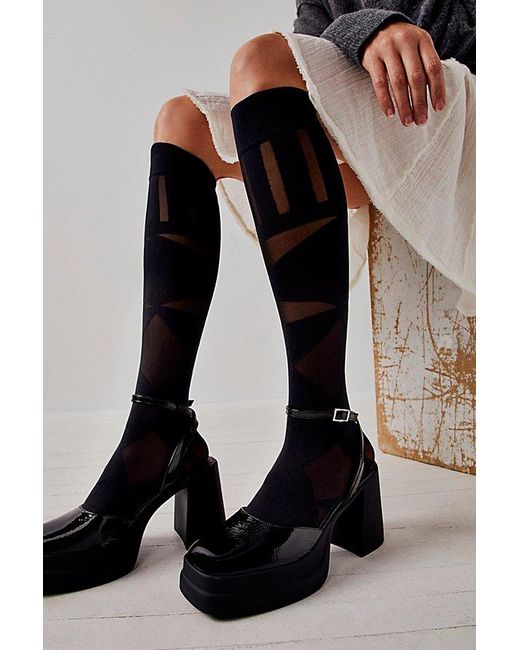 Swedish Stockings Black Kim Geometric Knee-high Socks