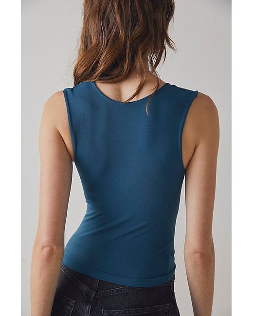 Free People Blue Clean Lines Muscle Cami