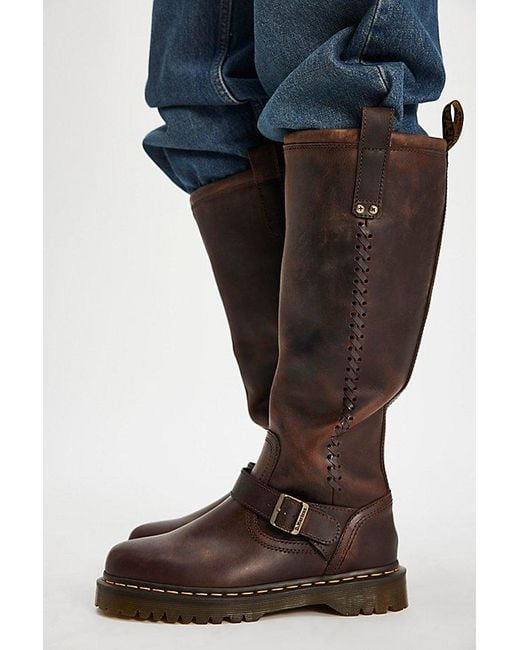 Dr. Martens Green Anistone Knee-High Boots Shoe