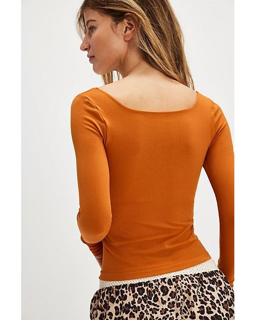 Intimately By Free People Orange Clean Lines Long Sleeve