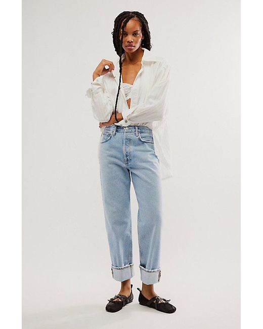 Free People Blue Agolde Fran Low-slung Straight Jeans