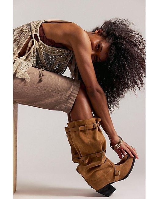 Jeffrey Campbell Blue Harlowe Slouch Boots