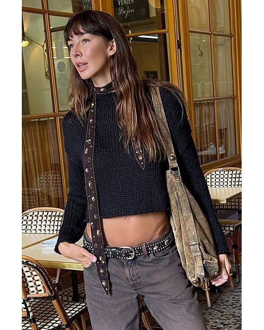 Free People Blue Tilly Skinny Embellished Scarf