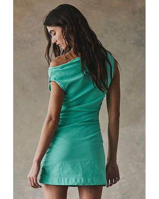 Free People So Far Summer Stretch Linen Mini Dress in Green | Lyst
