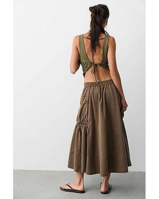 Free People Brown We The Free Trailblazer Cargo Midi Skirt