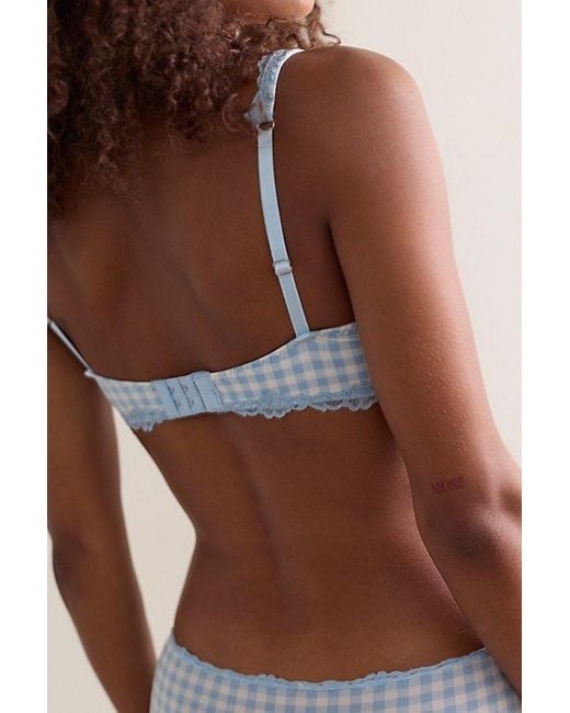 Intimately By Free People Blue Charlie Lace Printed Microfiber Plunge Underwire Bra By