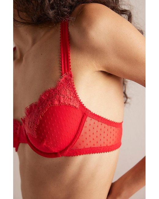 Free People Red Fiona Demi Underwire Bra