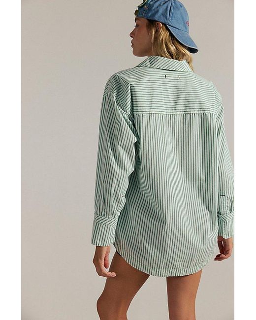 Free People Green August Striped Pullover