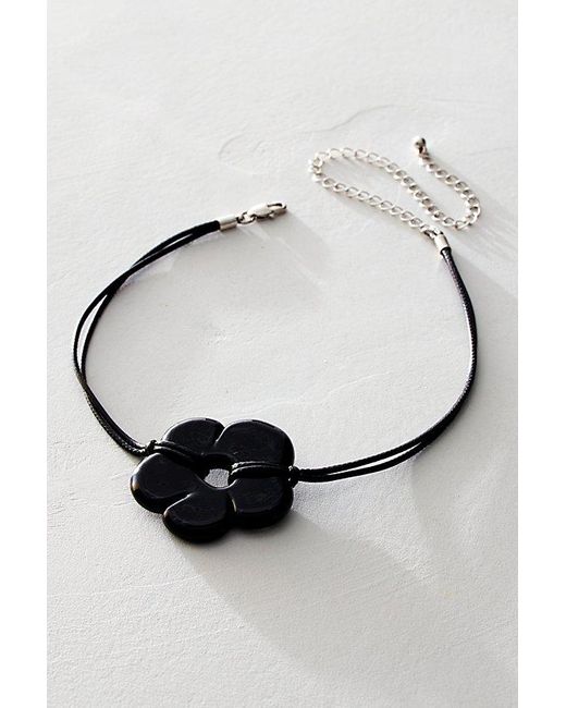 Free People Baby Flower Cord Choker At In Black