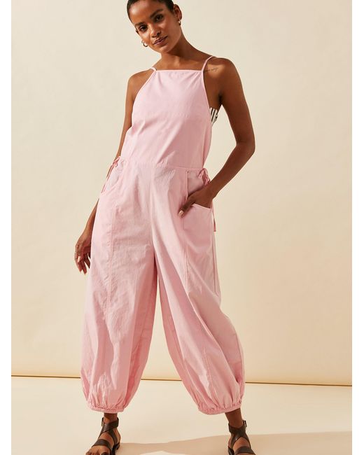 Free People Pink Saturday City Low-back Jumpsuit