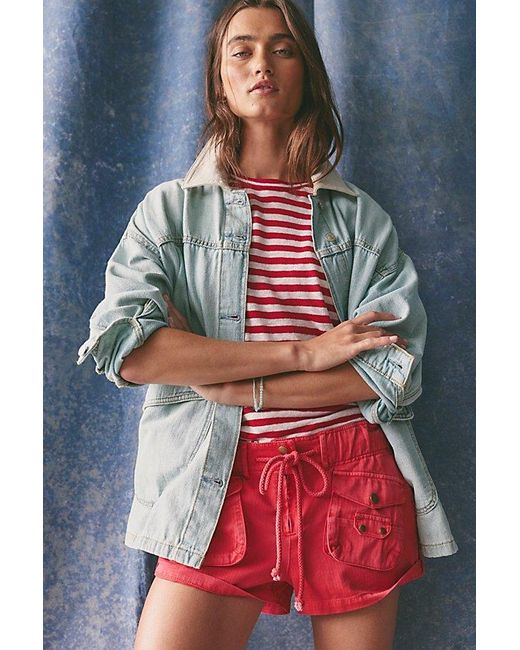 Free People Red Waimea Slouchy Shorts