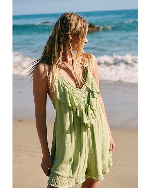 free-est Green Feeling Floral Romper By