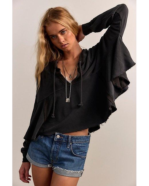 Free People Black Catching Waves Hoodie