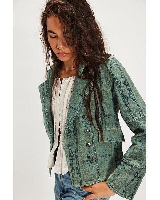 Free People Black Lotty Jacquard Band Jacket