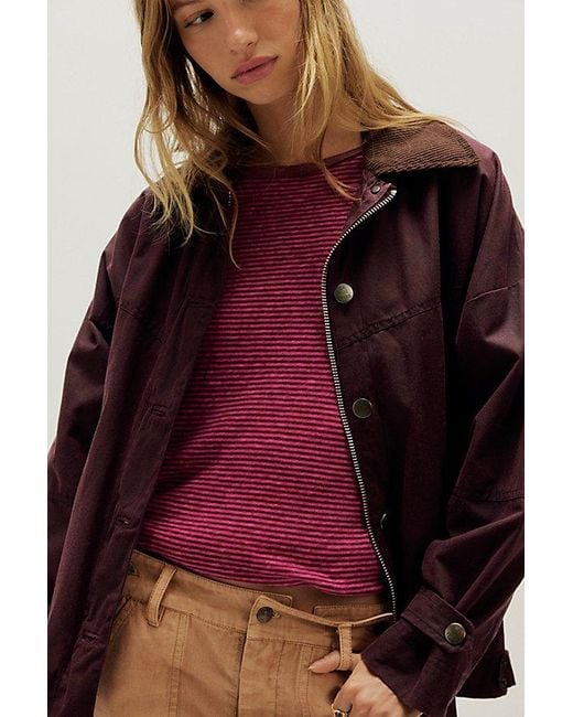 Free People Red Veronica Striped Tee