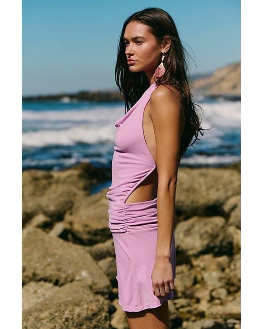 Free People Purple Good Feels Cowl-Neck Mini