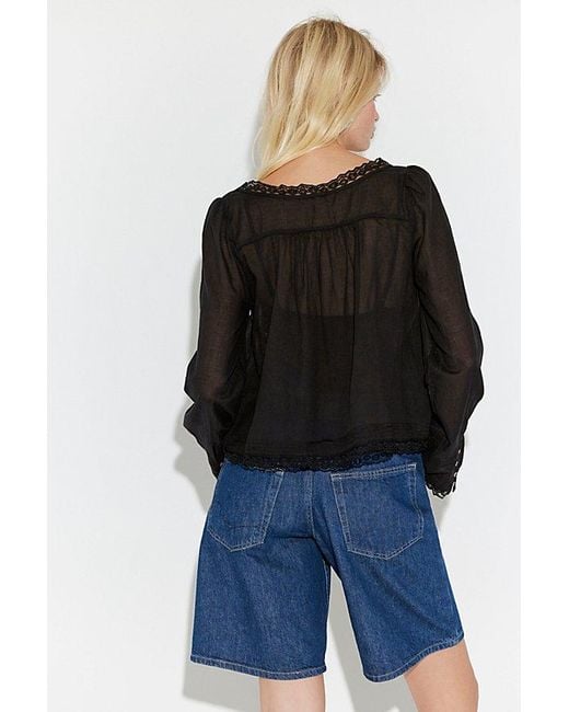 Free People Black Forevermore Long-sleeve Top