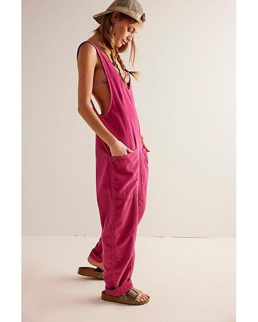 Free People Pink We The Free High Roller Cord Jumpsuit