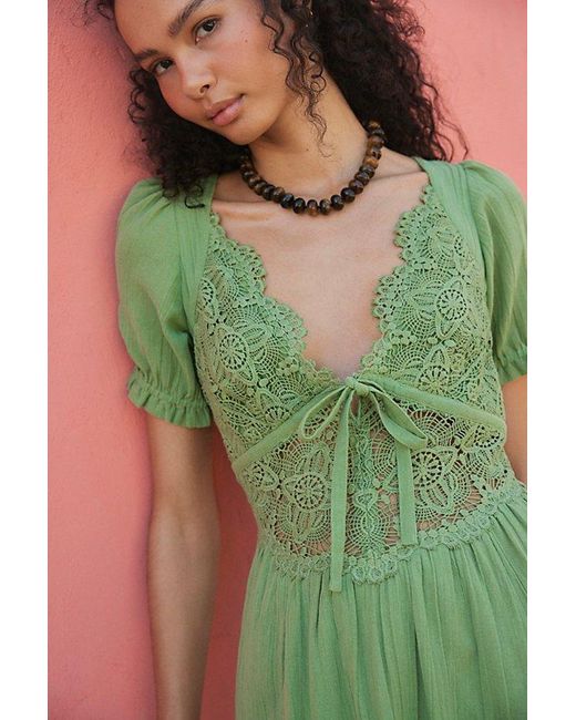 free-est Green All You Need Is Lace Midi Dress By