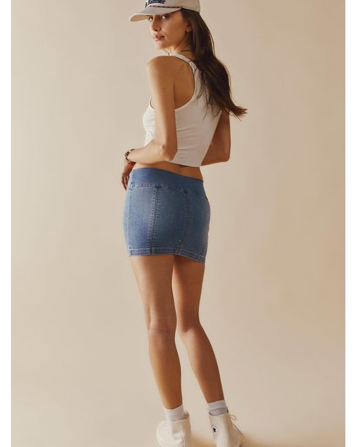 Free People That's A Micro Mini Skirt in Blue | Lyst