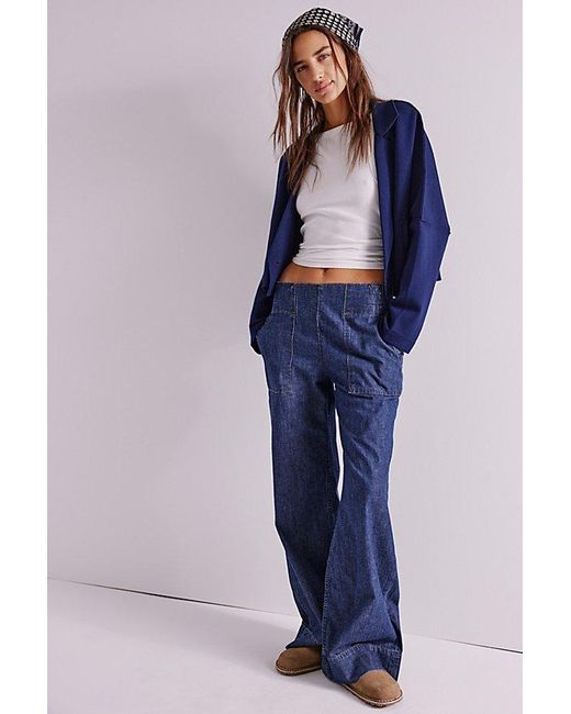 Free People Blue Breezy Denim Pull-on Jeans