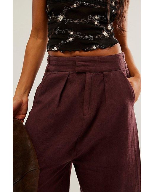 Free People Red Cool Harbor Wide-leg Pants At In Deep Mahogany, Size: Xs