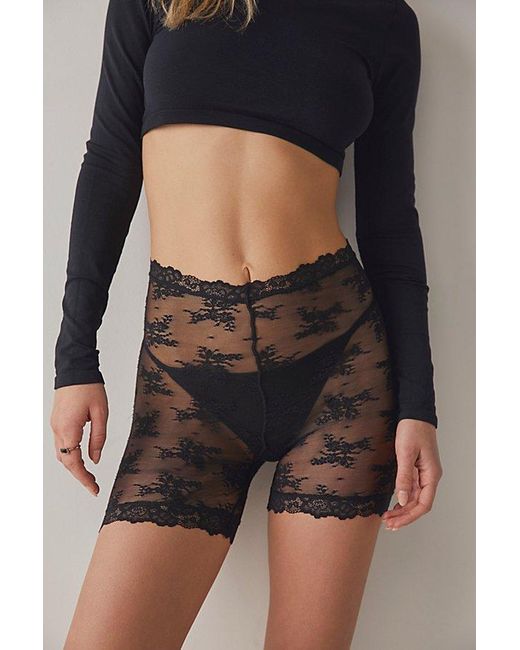 Free People Black For You Lace Bike Shorts