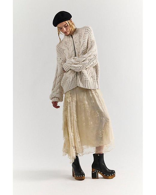 Free People Natural Lola Cable Knit Cardi