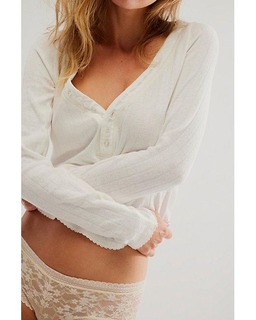 Intimately By Free People Natural Coffee Chat Long-sleeve Top