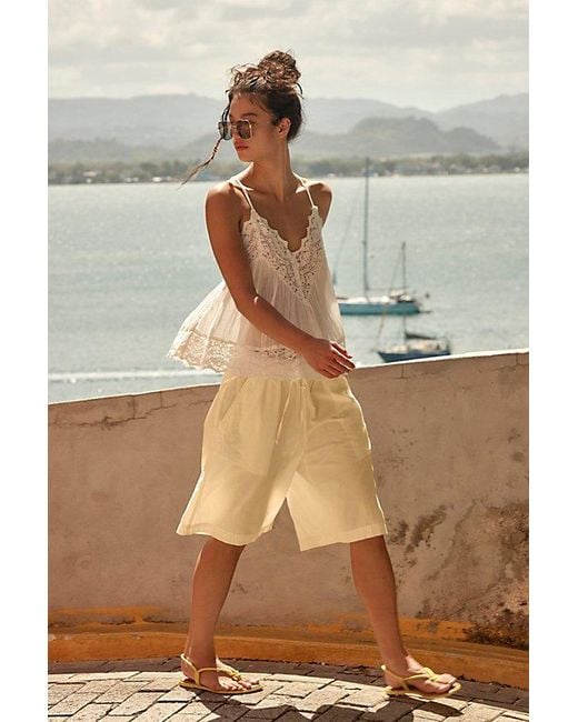 Free People Yellow Saylor Poplin Pull-On Shorts