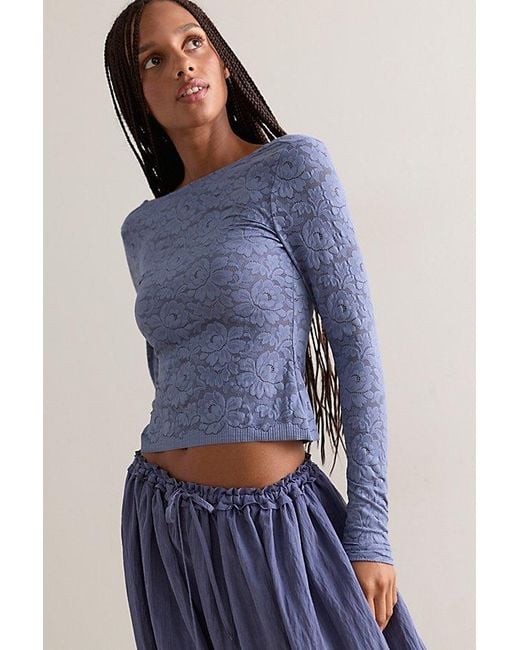 Intimately By Free People Blue Smooth Talking Long Sleeve Top By
