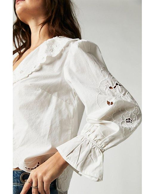 Free People White Maisie Cutwork Top At In Ivory, Size: Xs