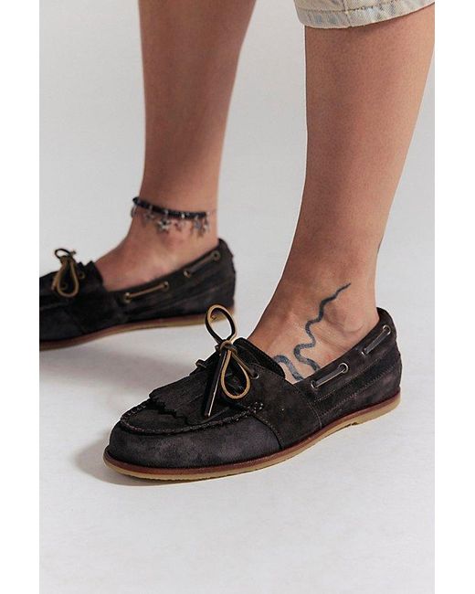 Free People Gray Benny Boat Shoes