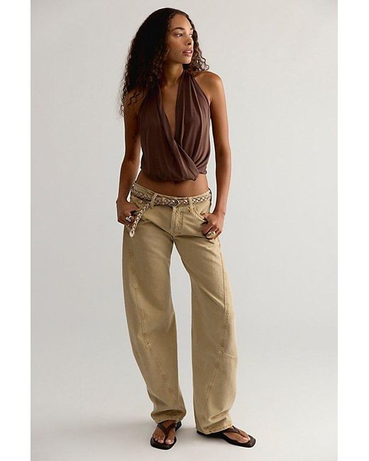 Free People Brown Hallie Halter Top